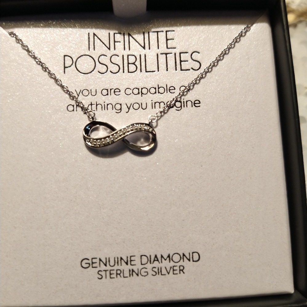 Silver with Diamonds Infinity Necklace